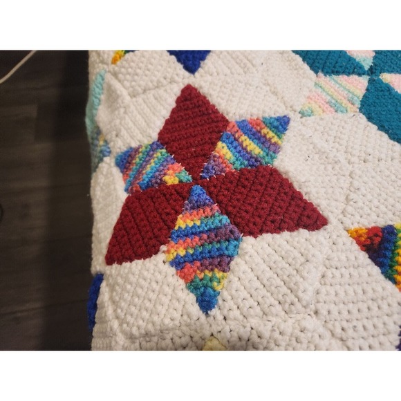 Handmade Crochet Afghan Blanket KING Granny Cottage Heirloom Farmhouse Decor - Picture 7 of 16